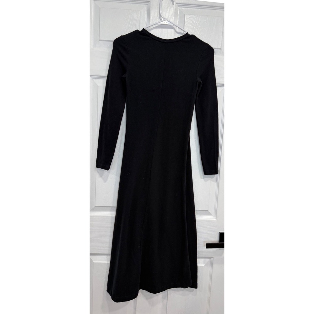 Vince Womens Black Long Sleeve Cotton Blend Jersey Midi Dress XXS RN106730